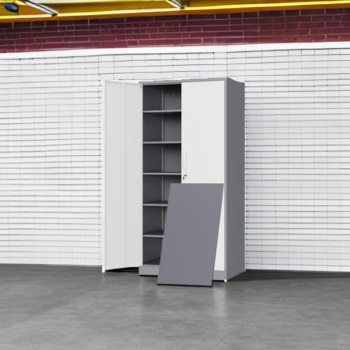 Yizosh Metal Storage Cabinet with 2 Locking Doors and 5 Adjustable Shelves, 72" Garage Storage Cabinet Steel Lockable for Office,Home,Garage - Image 5