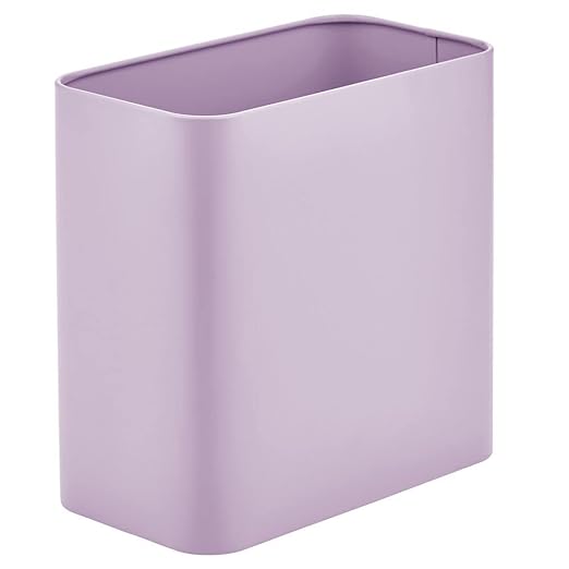 mDesign Metal Wastepaper Bin — Compact Rectangular Bathroom Bin — Rubbish Basket by mDesign