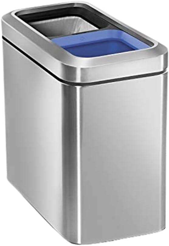 simplehuman 20 Liter / 5.3 Gallon Dual Compartment Recycling Can, Slim Open Top by Simplehuman