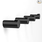 4Pack Metal Wall Hooks, Minimalist Coat Hooks Matte Black Simple Modern Easy by COCOYA