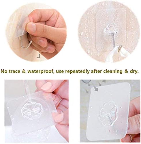 20 Pack Transparent Adhesive Hooks 30 lb, Waterproof and Oilproof Reusable - Image 4