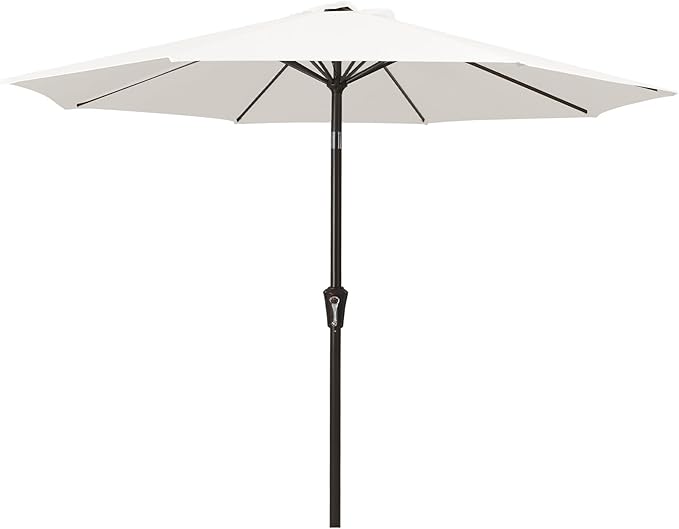 MEWAY 9ft Patio Umbrella Outdoor Table Umbrellas with Push Button Tilt and Crank, Market Umbrella 8 Sturdy Ribs for Deck, Garden, Pool and Backyard, Off-white by MEWAY