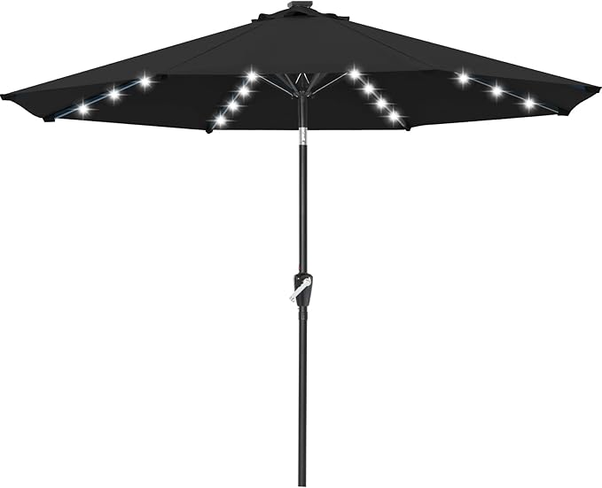 ABCCANOPY 10FT Durable Solar Led Patio Umbrellas with 32LED Lights (Jet Black) by ABCCANOPY