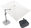 PURPLE LEAF 9' X 11.5' Patio Umbrella with Base Outdoor Cantilever Rectangle Umbrella Offset Umbrella with 360-degree Rotation for Garden Deck Pool Patio White by PURPLELEAF
