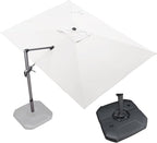 PURPLE LEAF 9' X 11.5' Patio Umbrella with Base Outdoor Cantilever Rectangle Umbrella Offset Umbrella with 360-degree Rotation for Garden Deck Pool Patio White by PURPLELEAF
