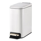 Slim Bathroom Trash Can with Lid Soft Close, Stainless Steel Garbage Can Step by SYNCVIBE