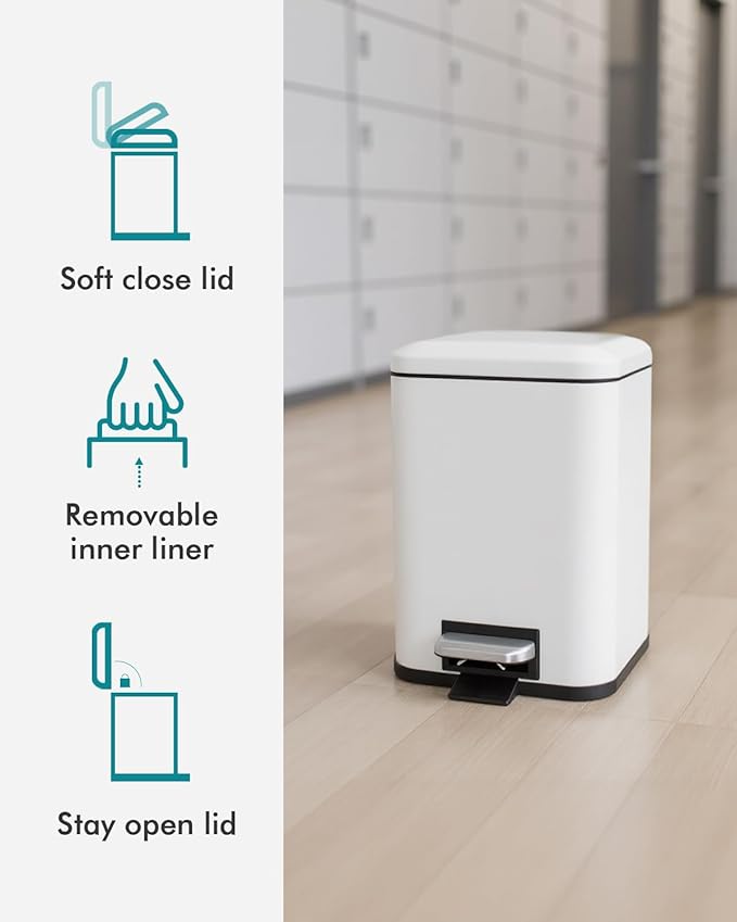 Bathroom Trash Can with Lid, 6 Liter / 1.6 Gallon Small Trash Can with - Image 5