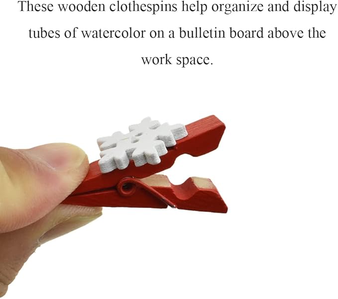 HAHIYO Mini Wooden Snowflake Clothespin Clip Christmas Photo Paper Holders - Image 3
