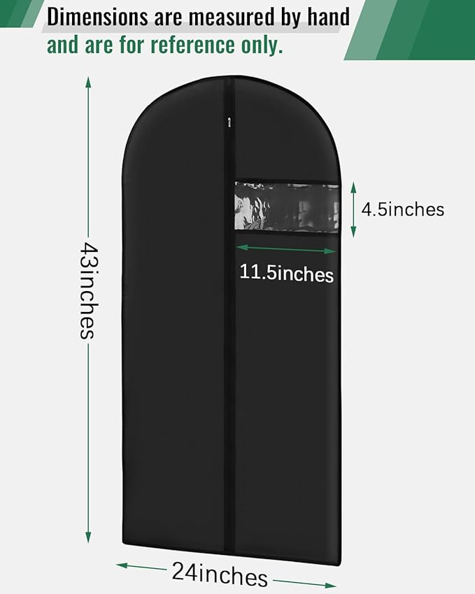 Garment Bags for Hanging Clothes 8 packs Washable Black Suit Bags for Closet - Image 2