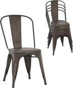 Nazhura Metal Dining Chair Farmhouse Tolix Style for Kitchen Dining Room Café Restaurant Bistro Patio, 18 Inch, Stackable, Waterproof Indoor/Outdoor (Sets of 4) (Steel Seat, Bronze) by NazhuraGoodCompanionAtHome