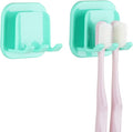 2 PCS Self-Adhesive Toothbrush Holders Wall Mounted, Water Proof Toothbrush Hook by LUEXBOX