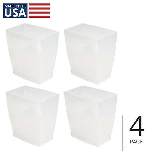 iDesign Small Plastic Bathroom Trash Can, Slim Rectangle Garbage Bin - Image 2