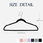 HOUSE DAY Black Velvet Hangers 20 Pack, Premium Non-Slip Felt Clothes, Sturdy - Image 7