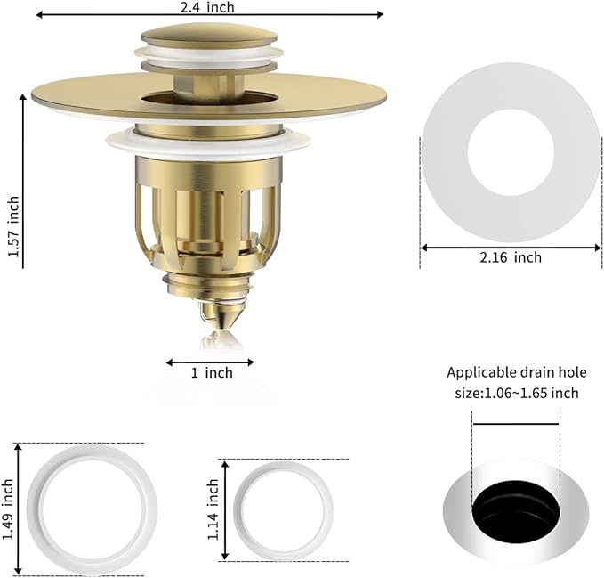 Universal Bathroom Sink Stopper, Pop Up Sink Stopper - Image 7