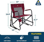 GCI Outdoor Freestyle Rocker Camping Chair | Portable Folding Rocking Chair with Solid, Durable Armrests, Drink Holder & Comfortable Backrest — Indigo Blue - Image 2