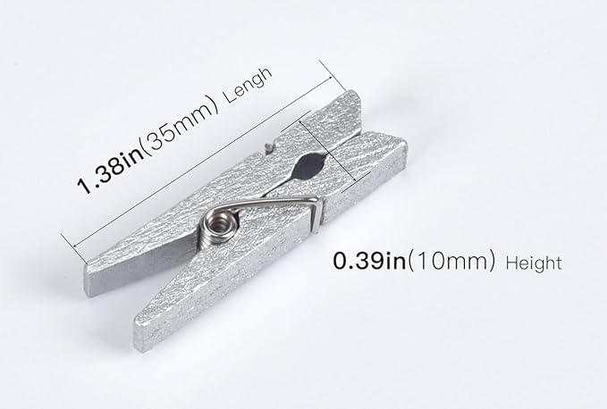 50pcs Silver Wooden Clothes Pins - Image 2
