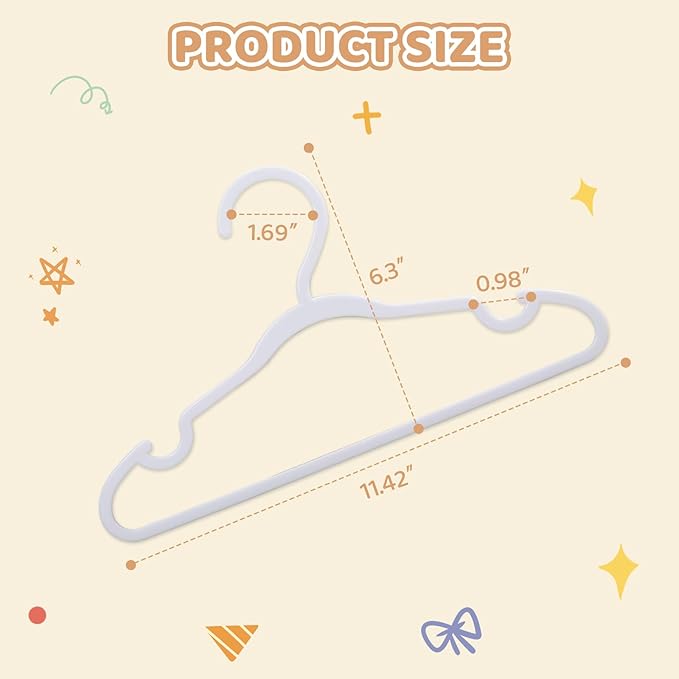 60 Pack White Baby Hangers 11.42 Inch - Image 2