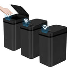 3 Pack Bathroom Trash Can with Lid, 2.5 Gallon Small Slim Trashcan, Automatic by SHTALHST