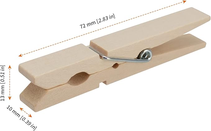 HOZEON 500PCS 2.8 Inch Natural Wooden Clothespins, Small Wood Clips - Image 2