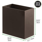 mDesign Small Steel Rectangular 2.4 Gallon/9.1 Liter Trash Can, Waste Basket - Image 3