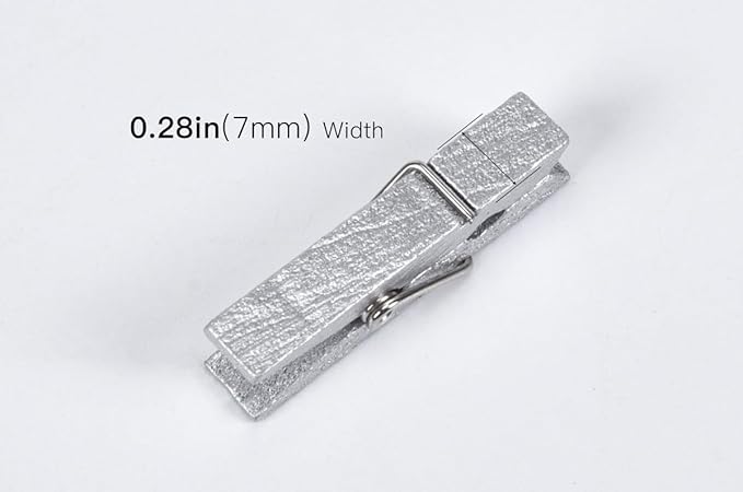 50pcs Silver Wooden Clothes Pins - Image 5