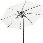 JEAREY 9FT Outdoor Patio Umbrella with Solar Lights, LED Lighted Pool Umbrella with Tilt and Crank, Outdoor Table Umbrellas for Deck, Yard & Market (Cream White) by JEAREYOutdoorsCollection