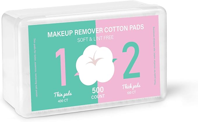 Square Makeup Cotton Pads, 100 Thick and 400 Ultra-Thin, Lint-Free Pads - Image 9
