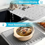Silicone Dish Drying Mat for Kitchen Counter, Foldable & Heat Resistant Drying - Image 4