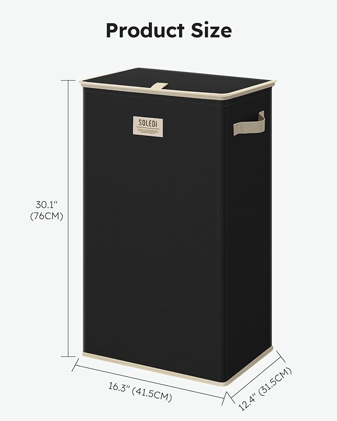 SOLEDI Laundry Hamper with Lid 100L Large & Tall Collapsible Laundry Basket - Image 7