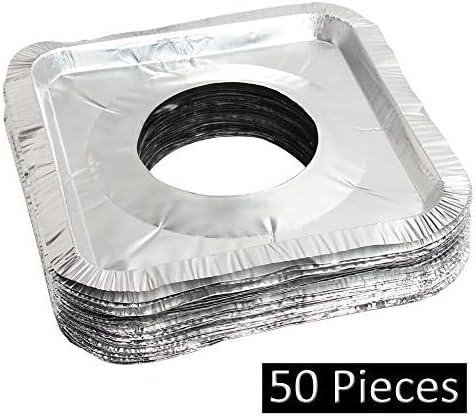 50 Pack Aluminum Foil Square Stove Burner Covers Disposable Heavy Thick Quality - Image 4