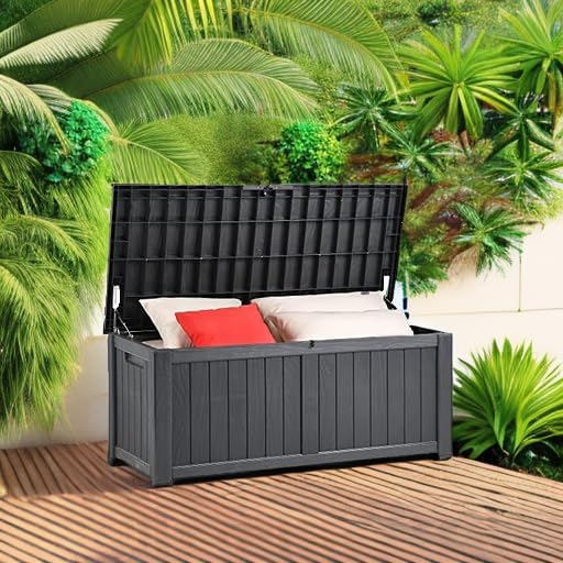 YITAHOME 120 Gallon Outdoor Storage Deck Box, Large Resin Patio Storage for Outdoor Pillows, Garden Tools and Pool Supplies, Waterproof, Lockable, (Dark Grey) - Image 5