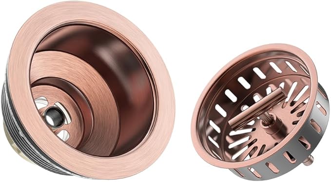 KONE Copper Sink Drain 3.5 Inch Kitchen Sink Drain Assembly Stainless Steel - Image 4