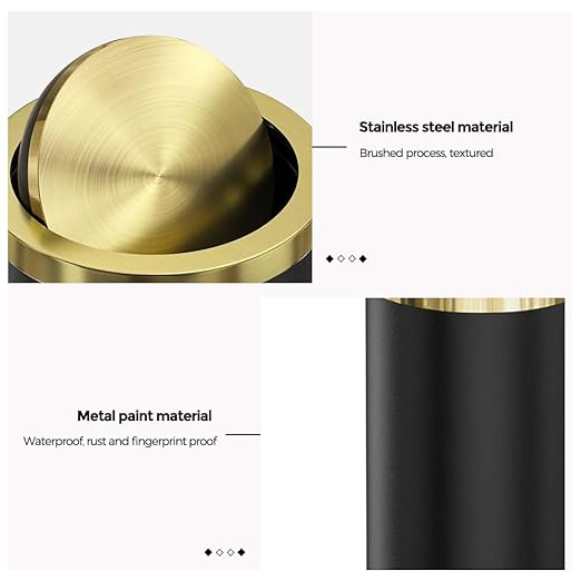 Brushed Brass Garbage can, Bathroom Trash can - Image 2