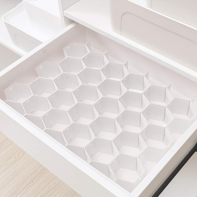 Poeland Drawer Divider Organizer 8pcs DIY Plastic Grid Honeycomb Drawer Divider - Image 2