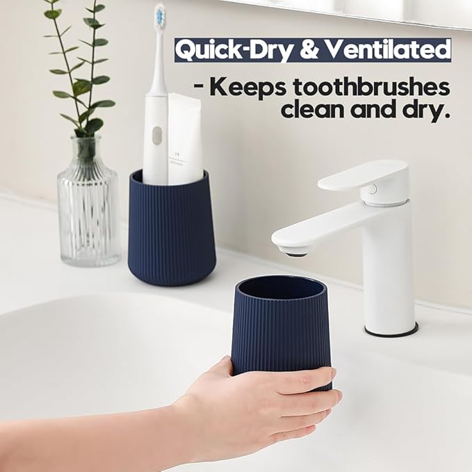 Navy Blue Striped Toothbrush Holder - Image 3