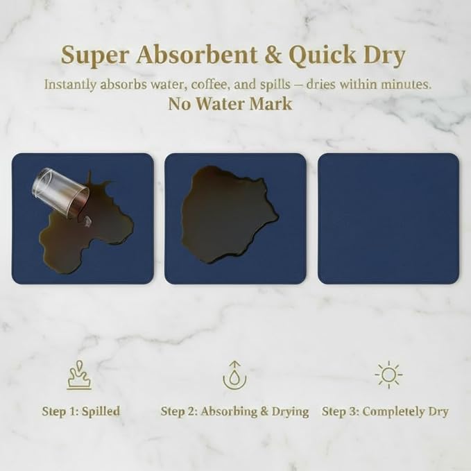 Dish Drying Mat Super Absorbent – 24" x 16" Coffee Mat - Image 3
