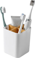 Bamboo Toothbrush Holder for Bathrooms, 4 Slots Toothbrush and Toothpaste by Heagoale