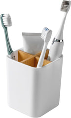 Bamboo Toothbrush Holder for Bathrooms, 4 Slots Toothbrush and Toothpaste by Heagoale