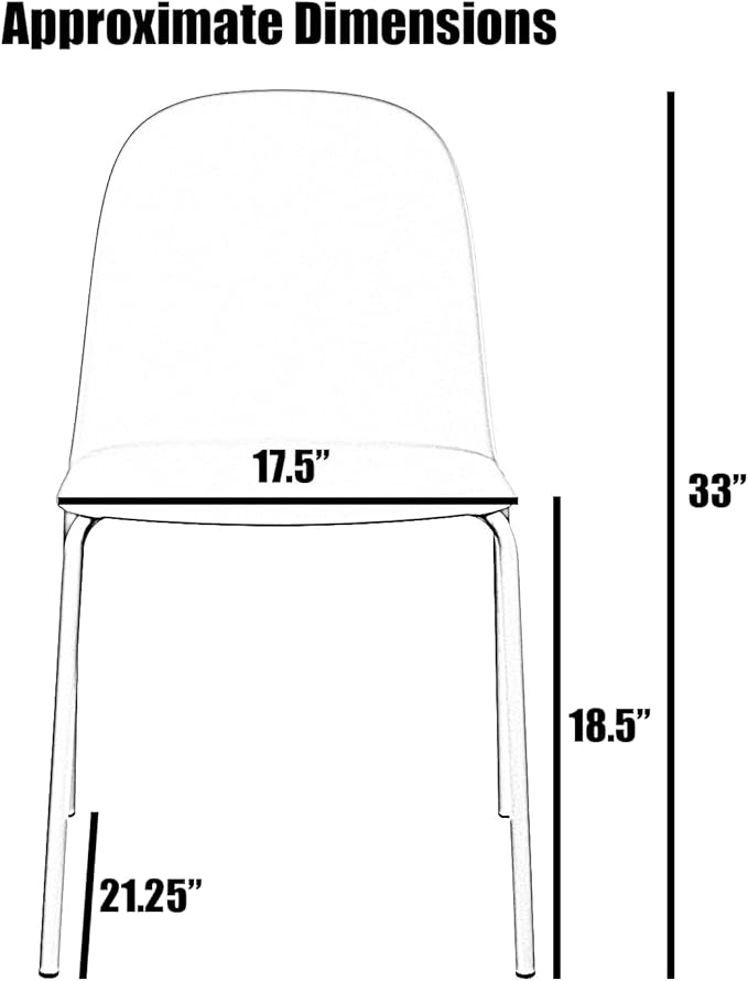 2xhome Modern Stackable Armless Dining Chair | Plastic Shell Seat with Metal Legs | Indoor or Outdoor Use | Home Kitchen Patio (4, Black, No Padding) - Image 3