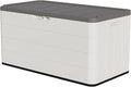 TARKARI Premium Pro Edition 100 Gallon Lockable Resin Deck Box, Waterproof & UV-Resistant Outdoor Storage Box for Outdoor Cushion Storage, Garden Tools & Pool Accessories Storage, White by Home