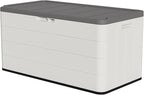 TARKARI Premium Pro Edition 100 Gallon Lockable Resin Deck Box, Waterproof & UV-Resistant Outdoor Storage Box for Outdoor Cushion Storage, Garden Tools & Pool Accessories Storage, White by Home
