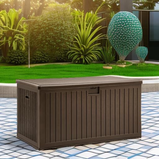 YITAHOME XXL 230 Gallon Large Deck Box,Outdoor Storage for Patio Furniture Cushions,Garden Tools with Flexible Divider,Waterproof,Lockable (Brown) - Image 5