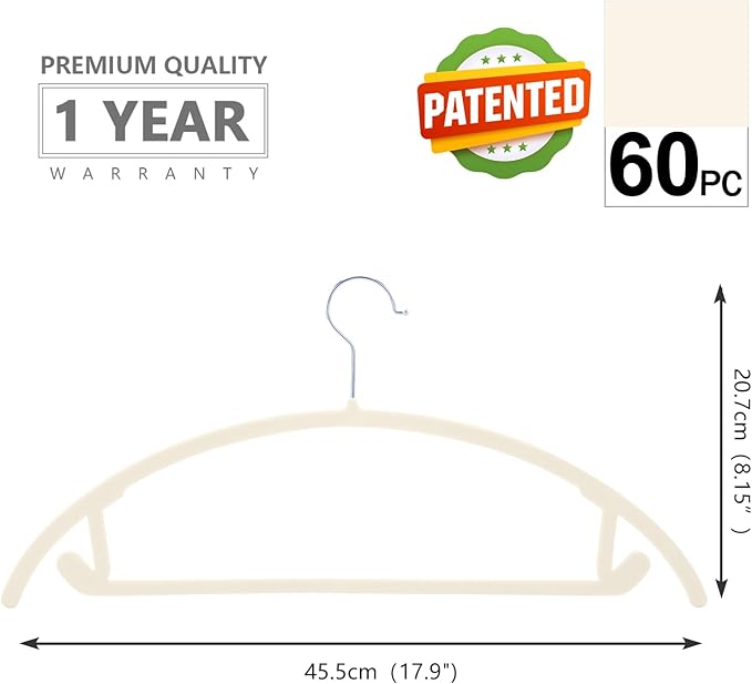 MIZGI Premium Velvet Hangers 60 Pack Heavyduty- Non Slip No Shoulder Bump Suit - Image 2