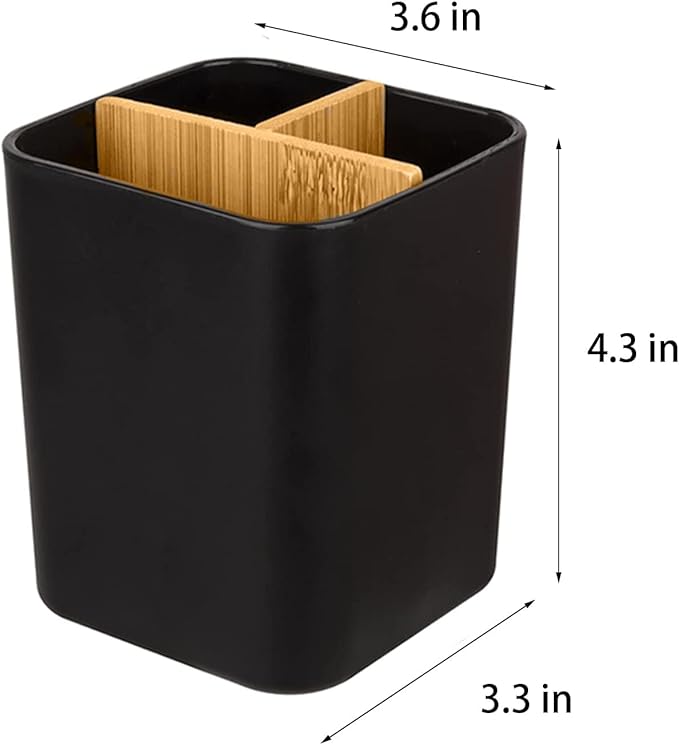 Bamboo Toothbrush Holder for Bathrooms, 3 Slots Toothbrush and Toothpaste - Image 5