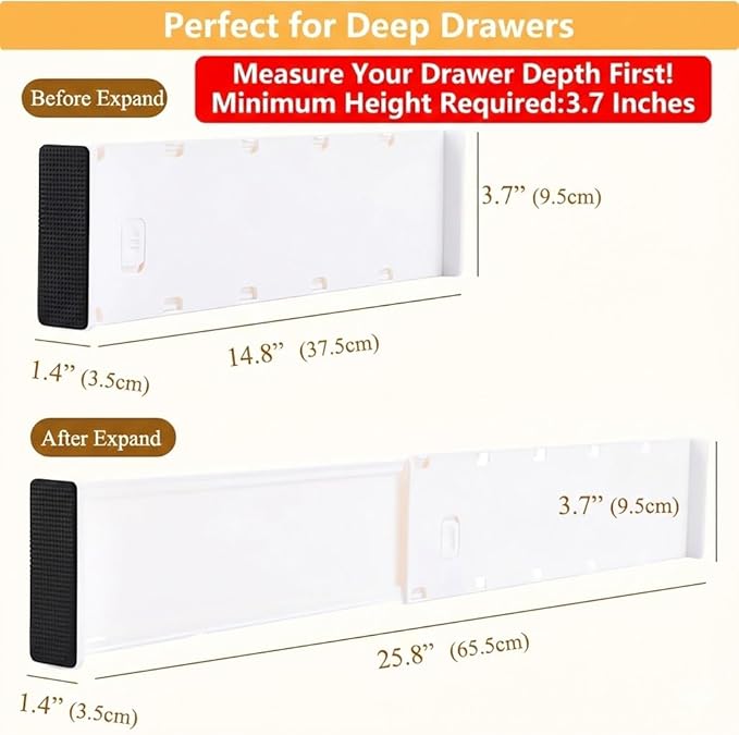 Extra Long Drawer Dividers, 3.7" Tall Deep Drawer Organizer - Image 4