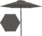 JEAREY 7.5FT Patio Umbrella Market Table Umbrella with 6 Sturdy Ribs, Push Button Tilt/Crank Outdoor Umbrella for Garden, Deck, Backyard, Pool and Beach,Gray by JEAREYOutdoorsCollection