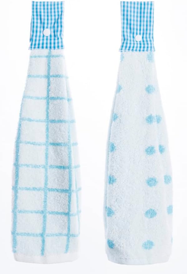 2 Pcs Kitchen Cotton Classical Striped Towel Absorbent Towel Hanging Towels by Vimeet