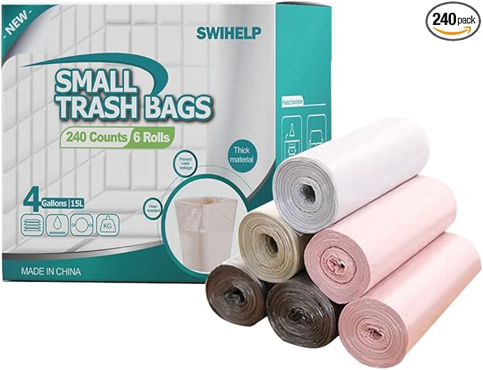 SWIHELP Trash Bags, 4 Gallon / 15 Liters Small Garbage Bags by SWIHELP