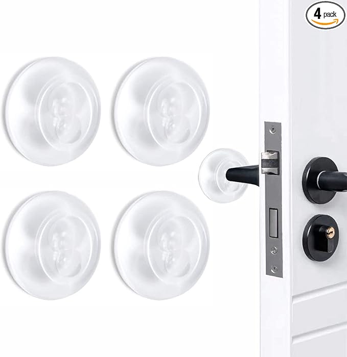 Door Stopper Wall Protector, Adhesive Bumper Protector, Reusable Rubber Door by UPSEN