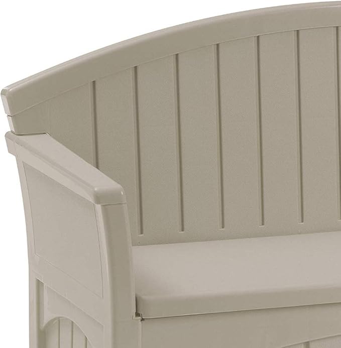 Suncast Outdoor Storage Bench - 50 Gallon Taupe Resin Outdoor Bench with Storage for Cushions, Tools & More. All-Weather Patio Deck Box with Seat for Porch, Pool, Yard, & Garden, Made in USA - Image 17